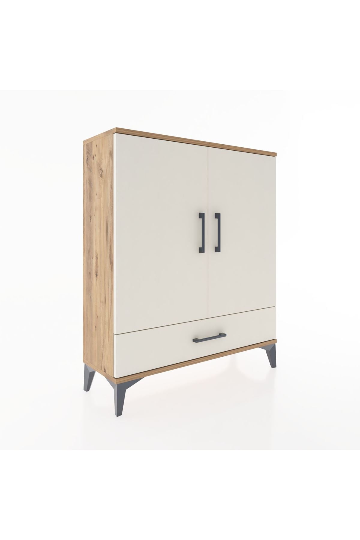 Arges Şifonyer 2 Raflı Tek Çekmeceli 2 Kapaklı 88x30x106 Çam-Aytaşı