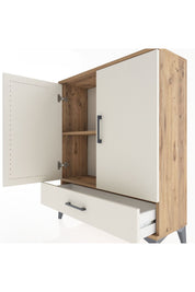 Arges Şifonyer 2 Raflı Tek Çekmeceli 2 Kapaklı 88x30x106 Çam-Aytaşı