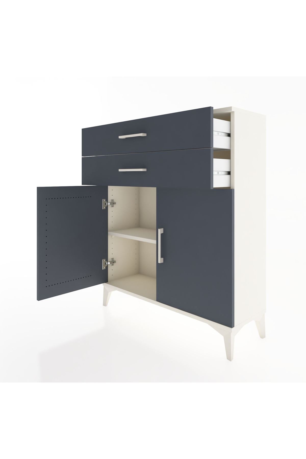 Arges Şifonyer 2 Raflı 2 Çekmeceli 2 Kapaklı 88x30x106 Aytaşı-Antrasit