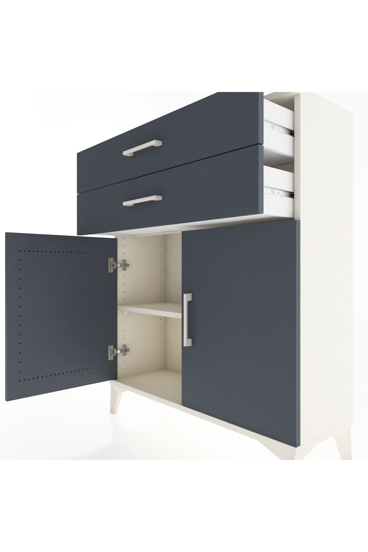 Arges Şifonyer 2 Raflı 2 Çekmeceli 2 Kapaklı 88x30x106 Aytaşı-Antrasit