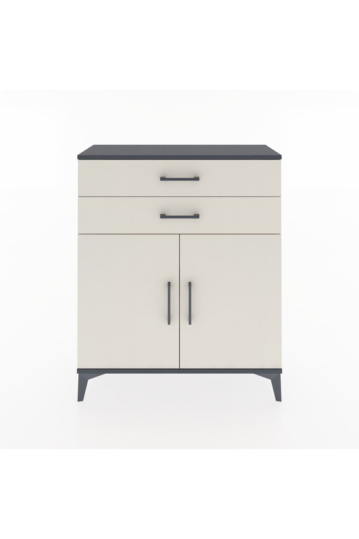 Arges Şifonyer 2 Raflı 2 Çekmeceli 2 Kapaklı 88x30x106 Antrasit-Aytaşı