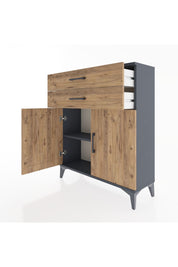 Arges Şifonyer 2 Raflı 2 Çekmeceli 2 Kapaklı 88x30x106 Antrasit-Çam