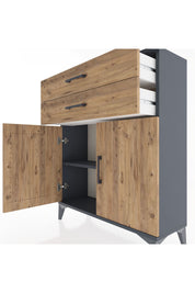 Arges Şifonyer 2 Raflı 2 Çekmeceli 2 Kapaklı 88x30x106 Antrasit-Çam