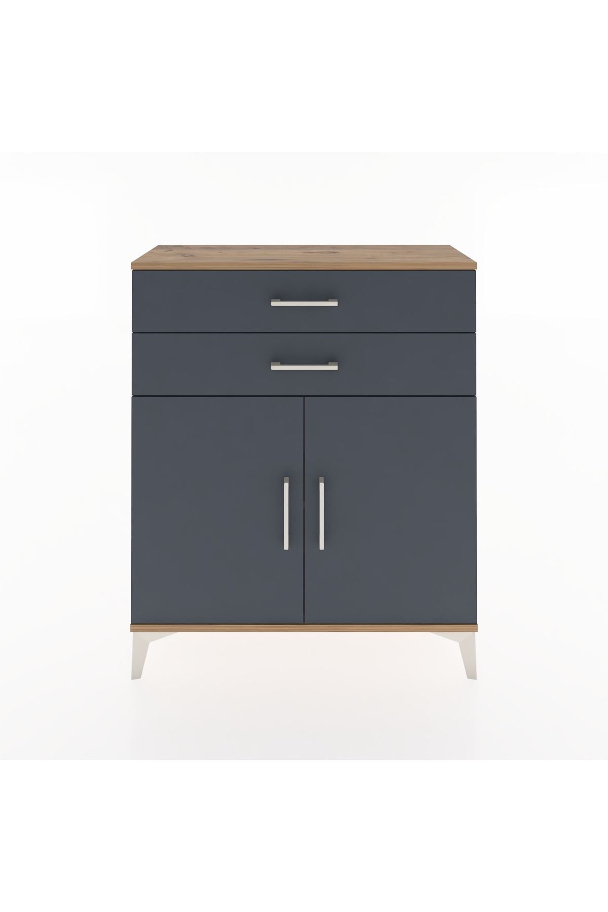 Arges Şifonyer 2 Raflı 2 Çekmeceli 2 Kapaklı 88x30x106 Çam-Antrasit