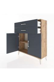 Arges Şifonyer 2 Raflı 2 Çekmeceli 2 Kapaklı 88x30x106 Çam-Antrasit