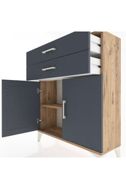 Arges Şifonyer 2 Raflı 2 Çekmeceli 2 Kapaklı 88x30x106 Çam-Antrasit