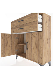 Arges Şifonyer 2 Raflı 2 Çekmeceli 2 Kapaklı 88x30x106 Çam-Çam
