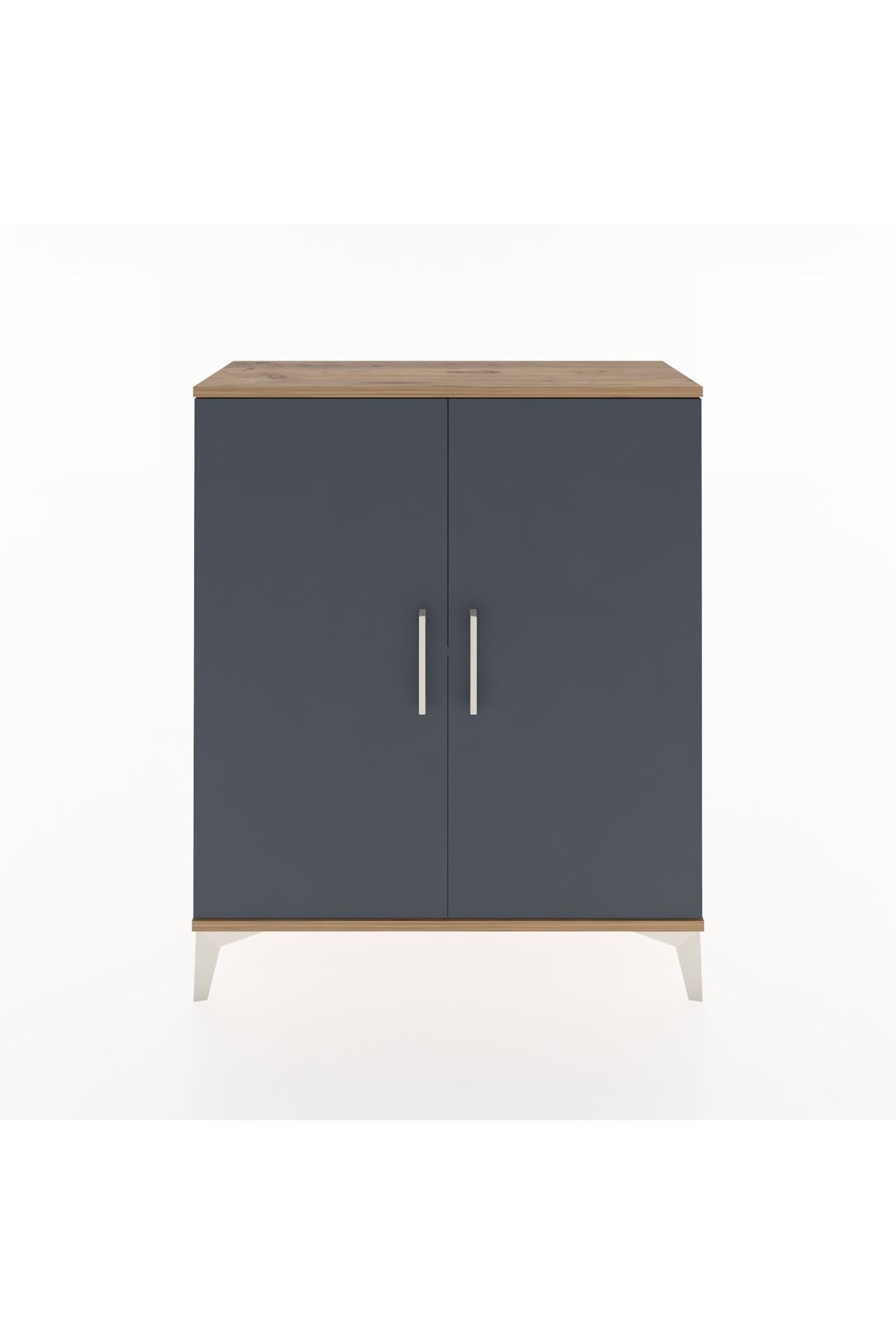 Arges Şifonyer Tek Raflı 2 Kapaklı 88x30x106 Çam-Antrasit