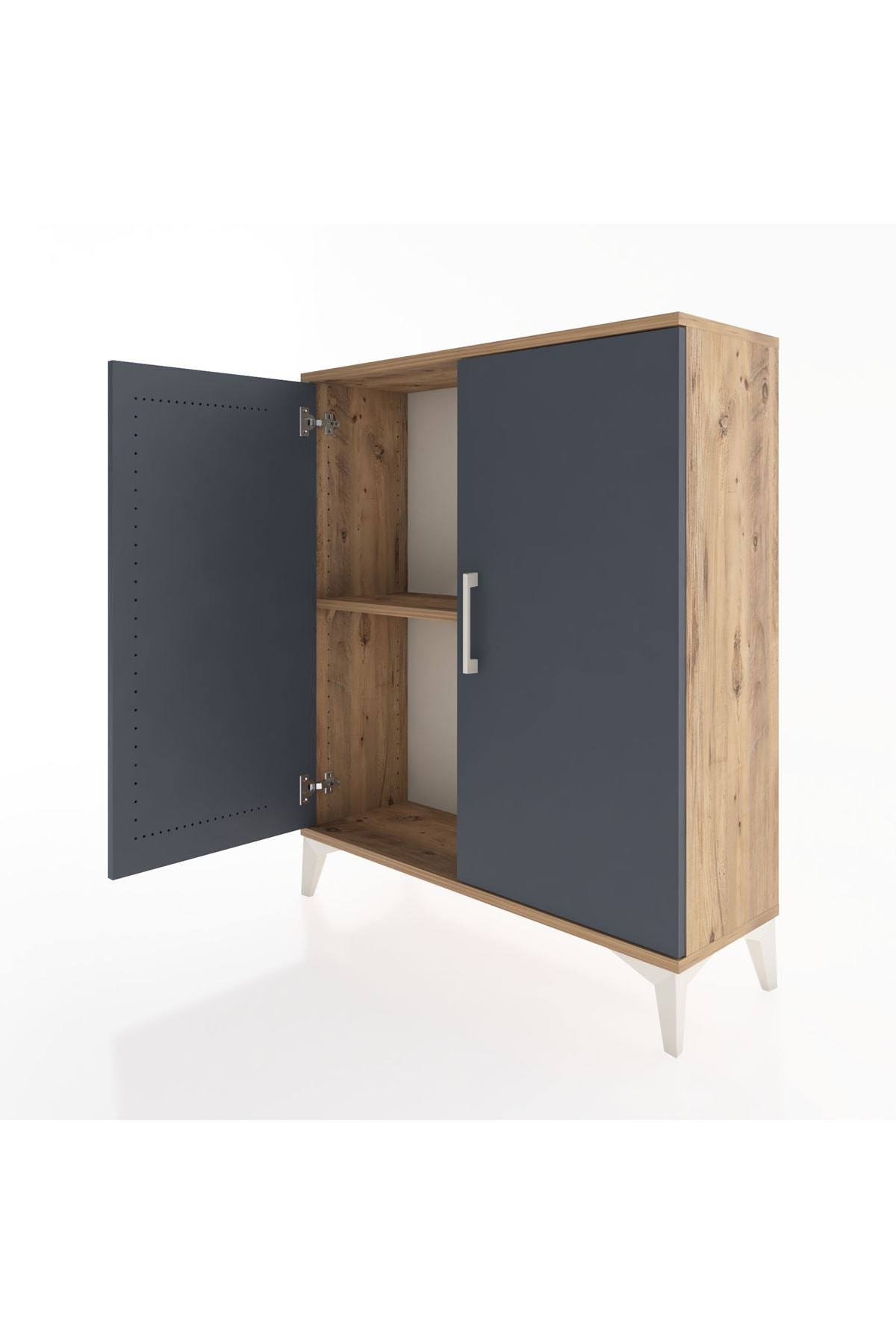 Arges Şifonyer Tek Raflı 2 Kapaklı 88x30x106 Çam-Antrasit