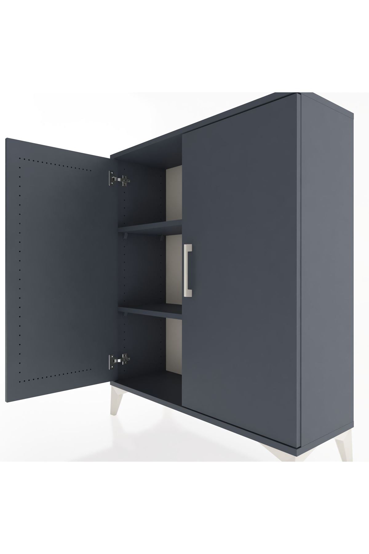 Arges Şifonyer 2 Raflı 2 Kapaklı 88x30x106 Antrasit-Antrasit