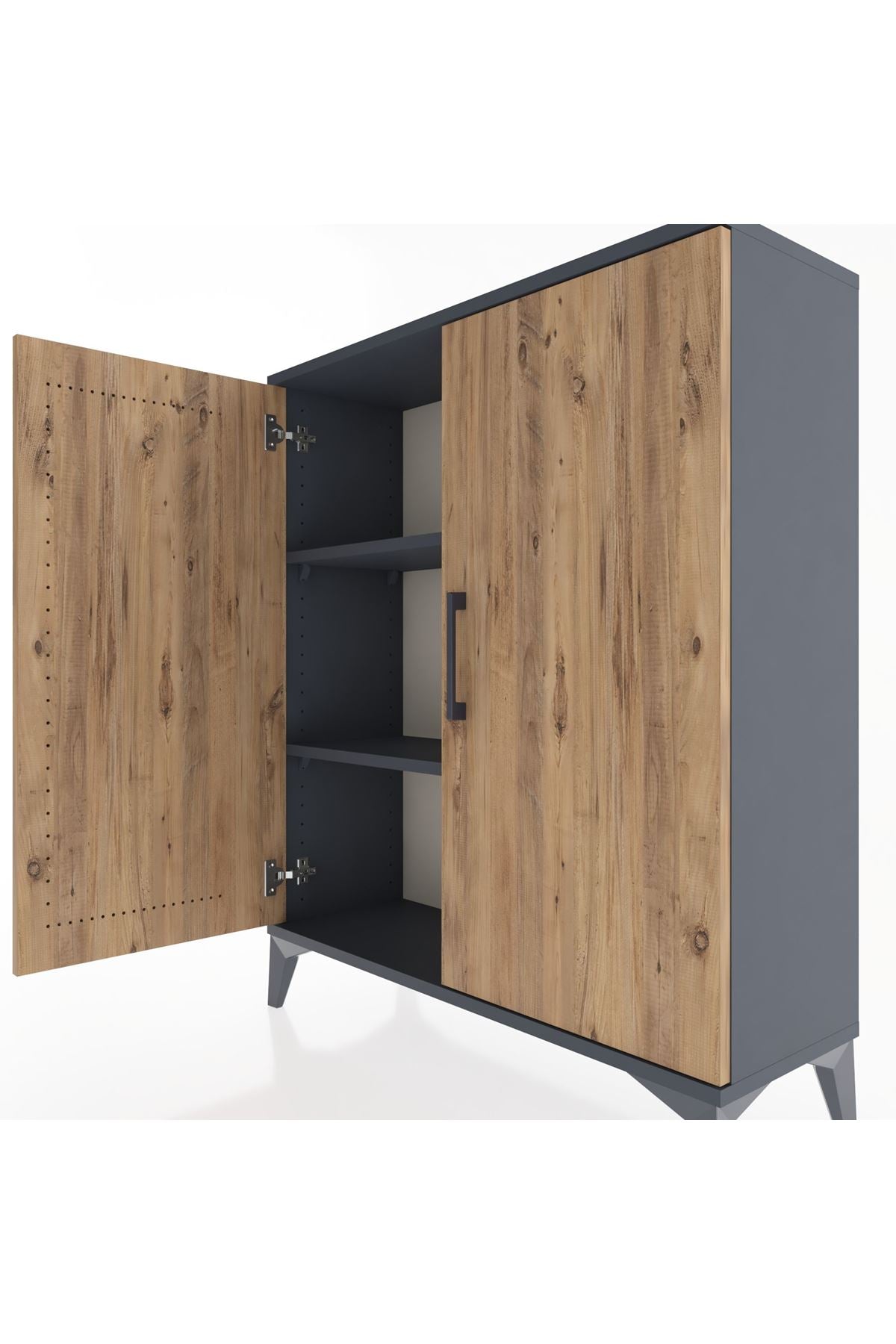 Arges Şifonyer 2 Raflı 2 Kapaklı 88x30x106 Antrasit-Çam