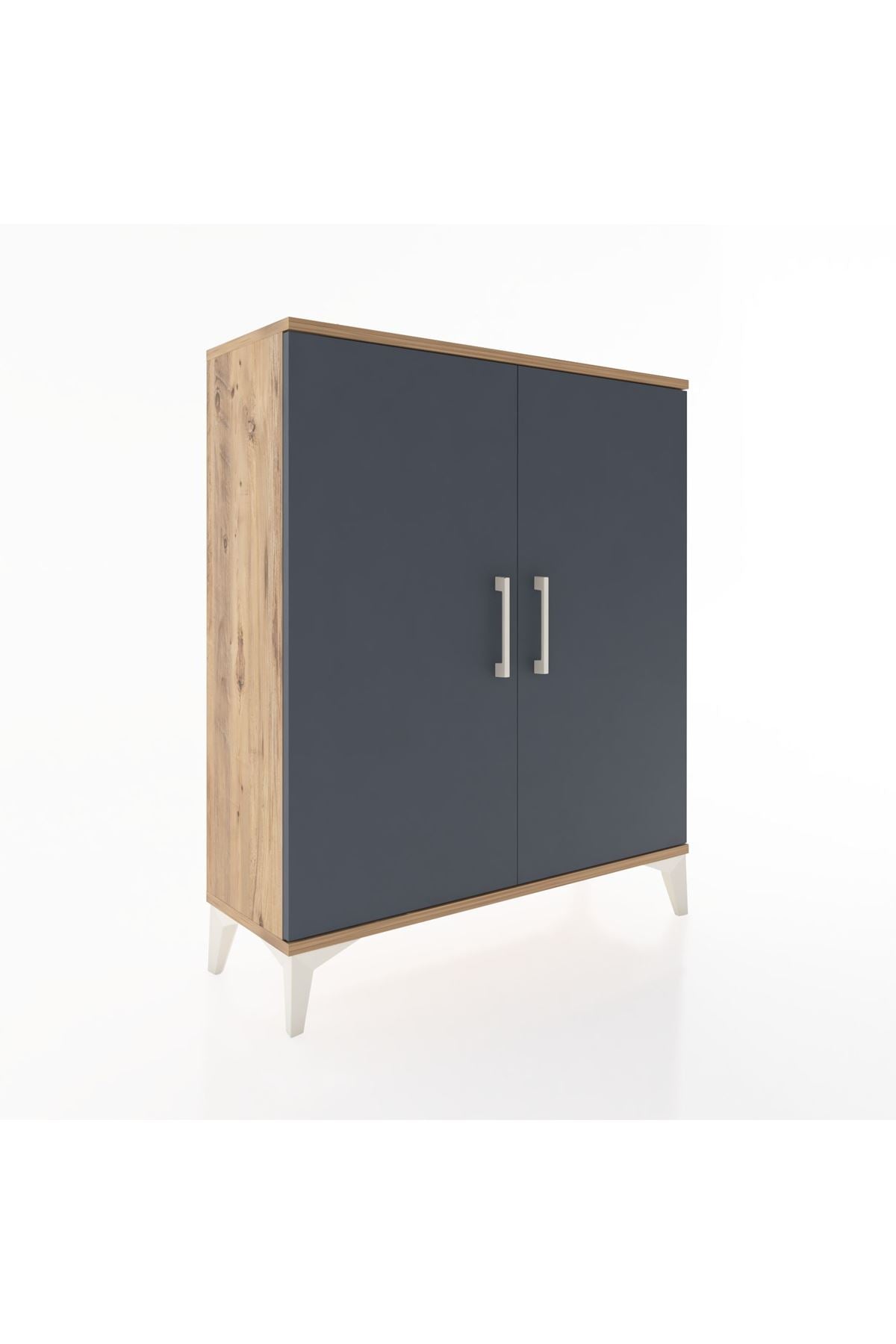 Arges Şifonyer 2 Raflı 2 Kapaklı 88x30x106 Çam-Antrasit