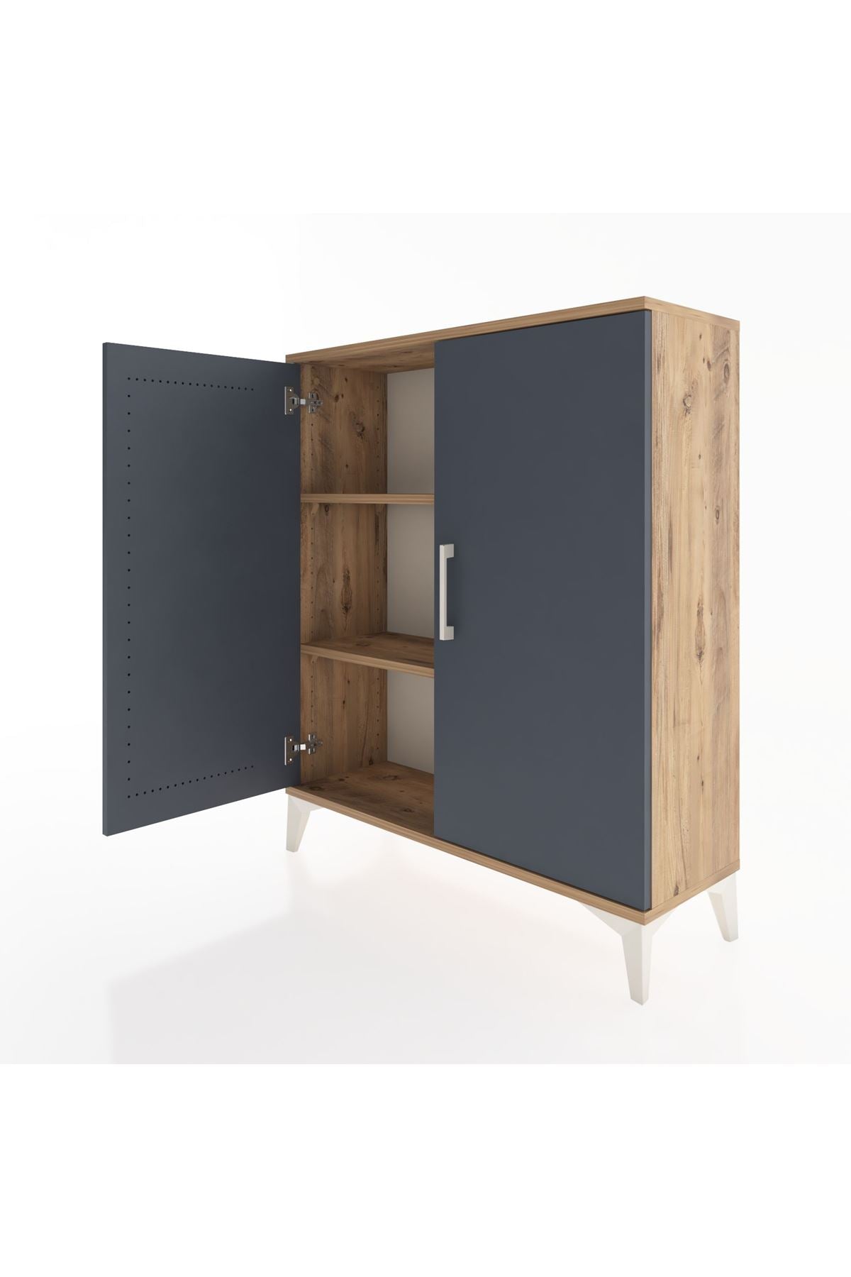 Arges Şifonyer 2 Raflı 2 Kapaklı 88x30x106 Çam-Antrasit