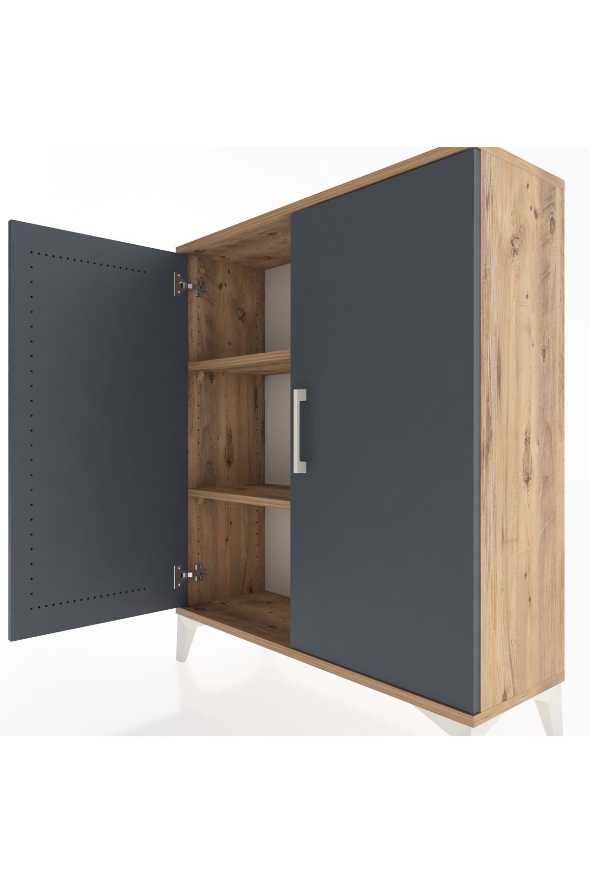 Arges Şifonyer 2 Raflı 2 Kapaklı 88x30x106 Çam-Antrasit