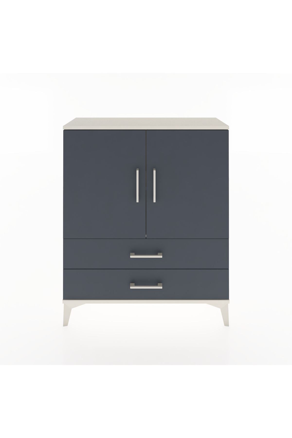 Arges Şifonyer 2 Raflı 2 Çekmeceli 2 Kapaklı 88x30x106 Aytaşı-Antrasit