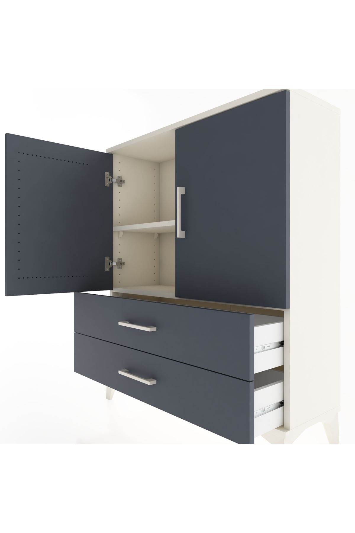 Arges Şifonyer 2 Raflı 2 Çekmeceli 2 Kapaklı 88x30x106 Aytaşı-Antrasit