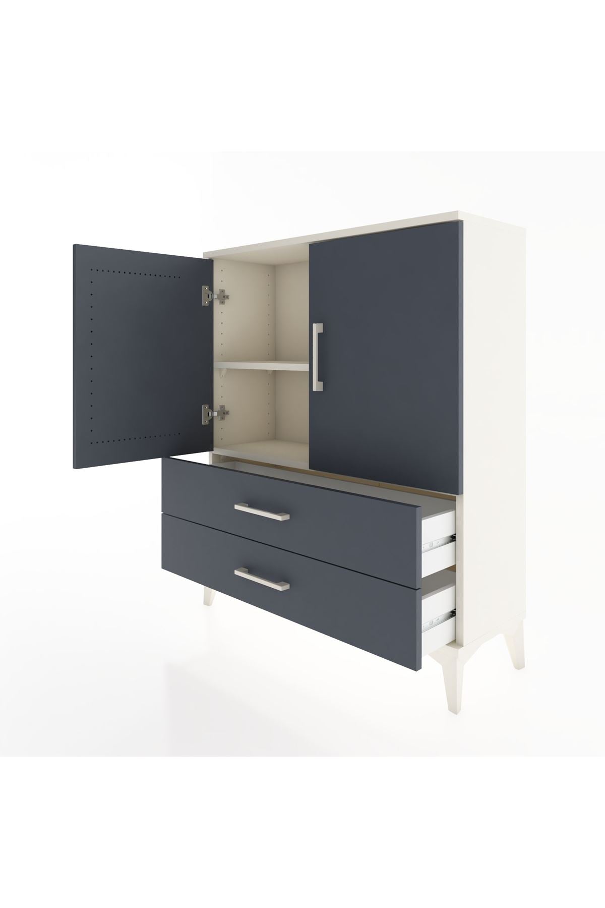 Arges Şifonyer 2 Raflı 2 Çekmeceli 2 Kapaklı 88x30x106 Aytaşı-Antrasit