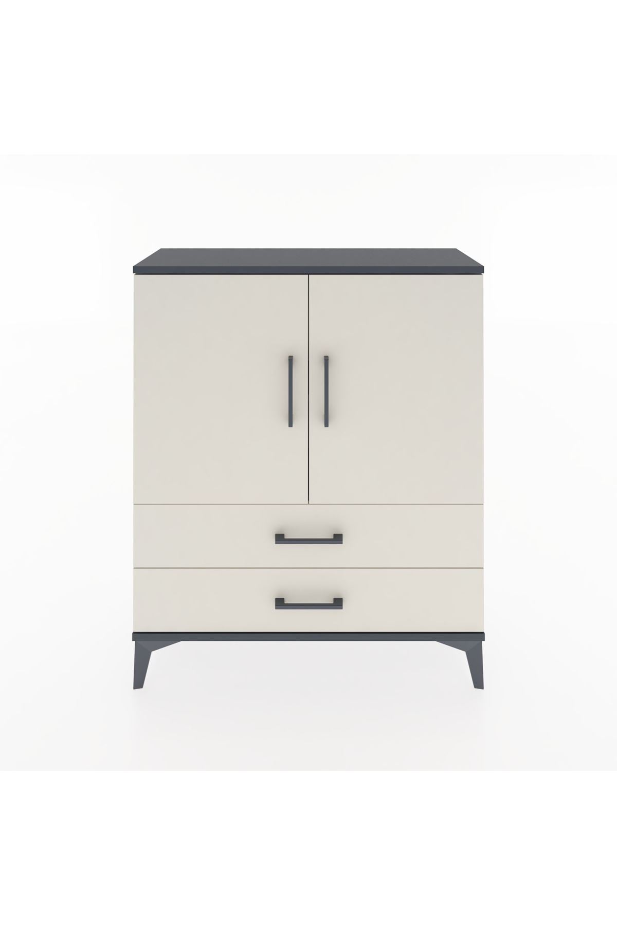 Arges Şifonyer 2 Raflı 2 Çekmeceli 2 Kapaklı 88x30x106 Antrasit-Aytaşı