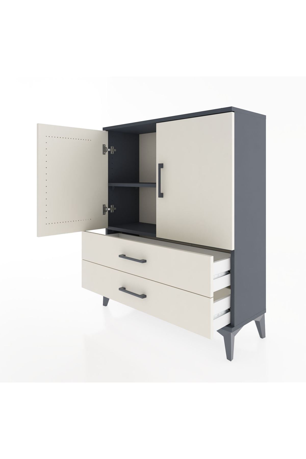 Arges Şifonyer 2 Raflı 2 Çekmeceli 2 Kapaklı 88x30x106 Antrasit-Aytaşı