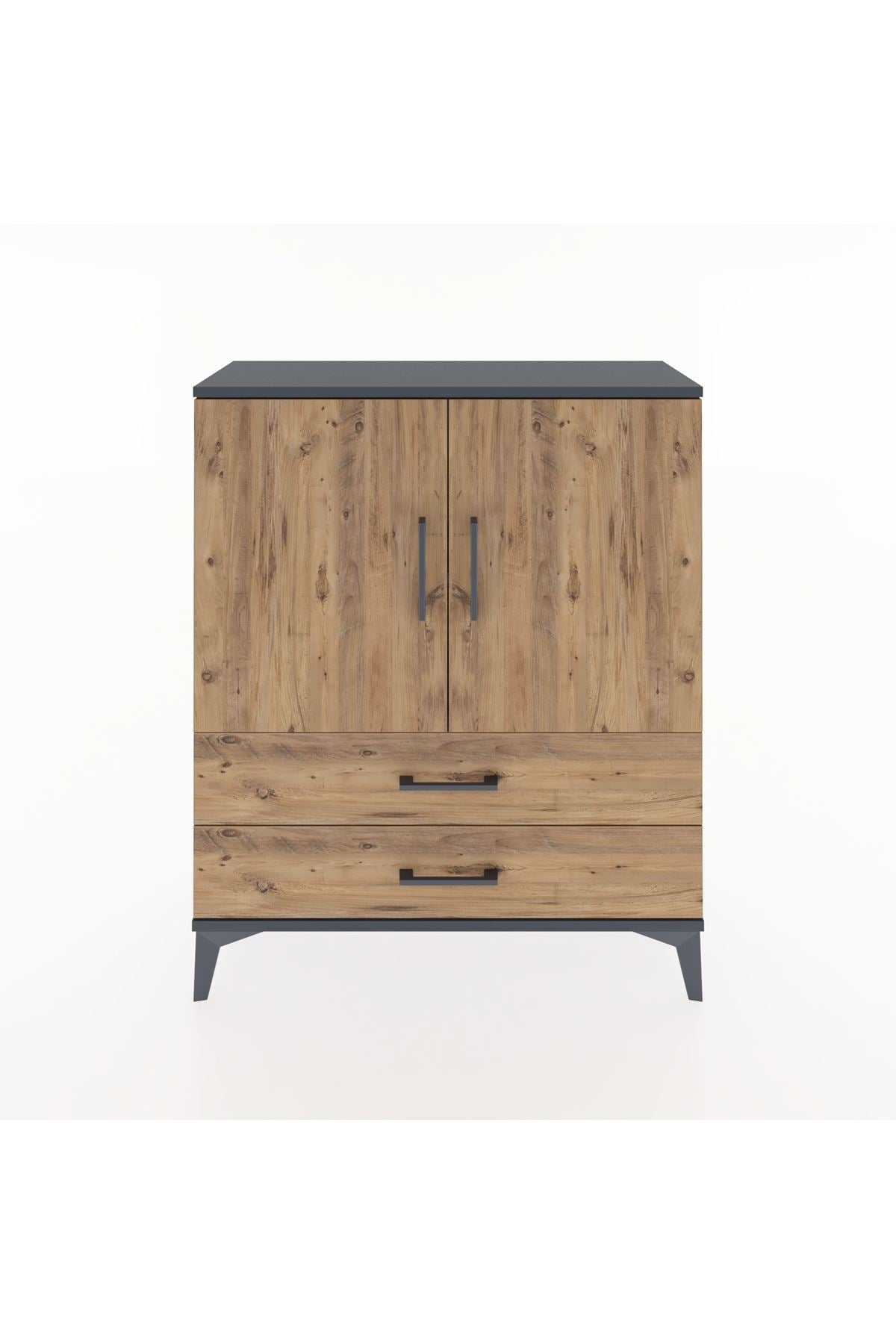 Arges Şifonyer 2 Raflı 2 Çekmeceli 2 Kapaklı 88x30x106 Antrasit-Çam