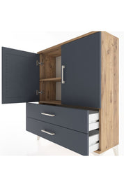 Arges Şifonyer 2 Raflı 2 Çekmeceli 2 Kapaklı 88x30x106 Çam-Antrasit