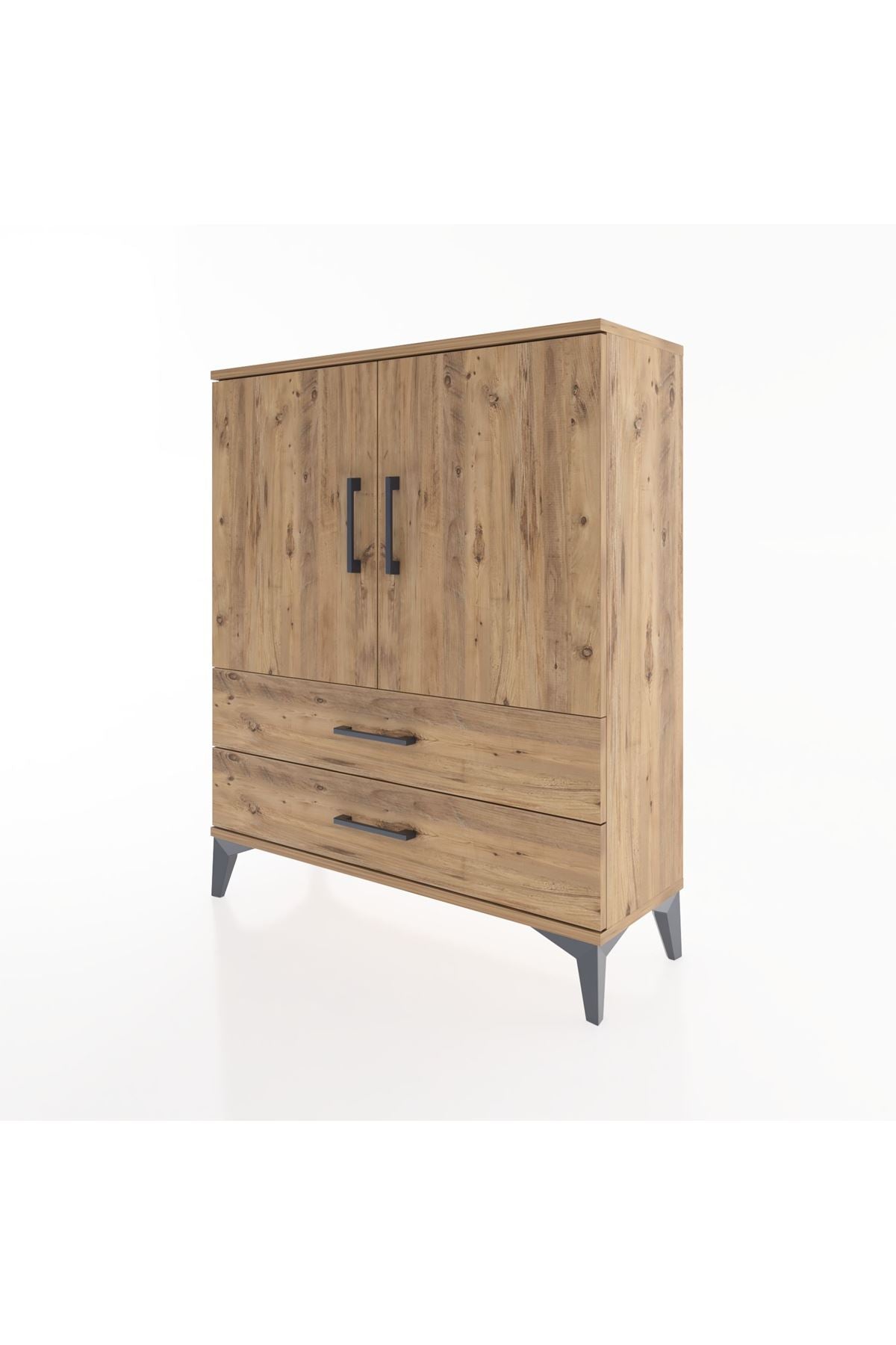 Arges Şifonyer 2 Raflı 2 Çekmeceli 2 Kapaklı 88x30x106 Çam-Çam