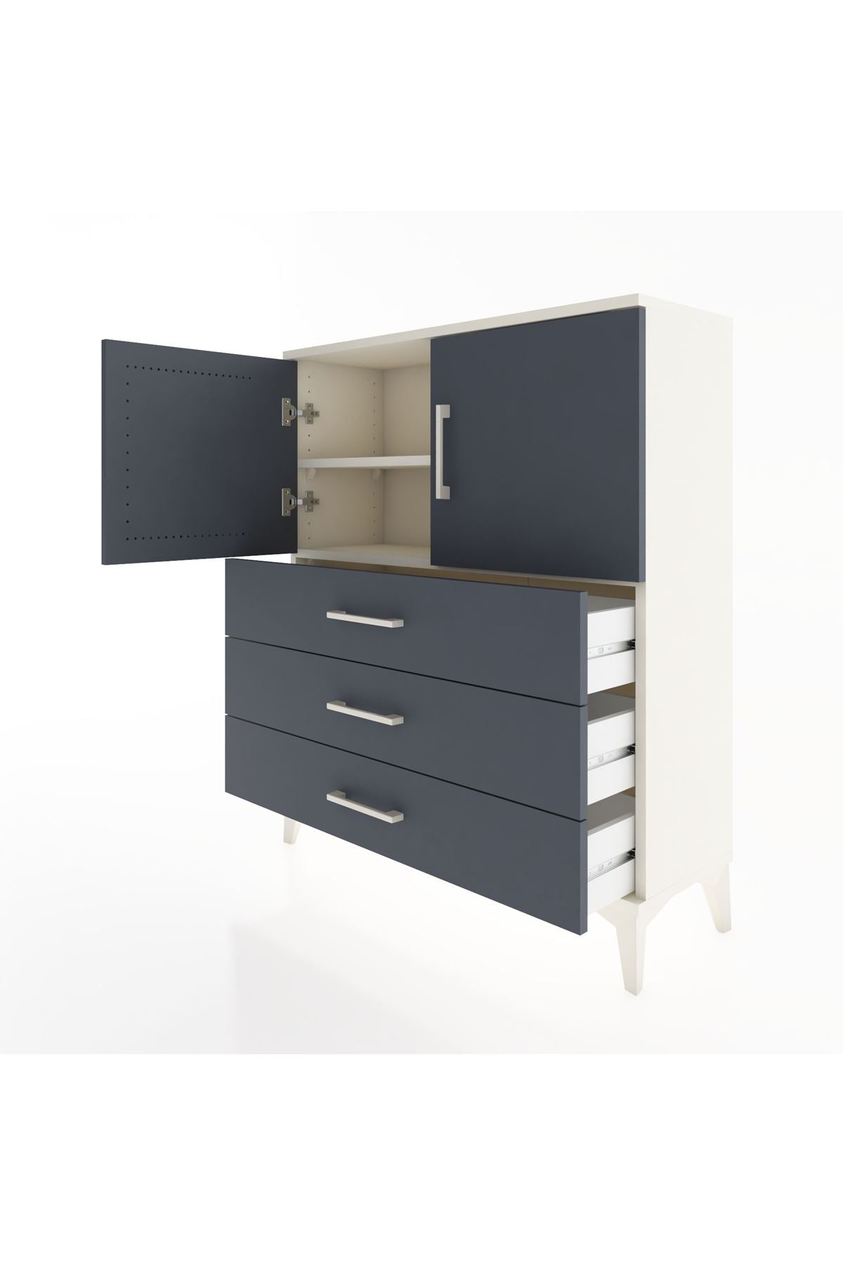 Arges Şifonyer 2 Raflı 3 Çekmeceli 2 Kapaklı 88x30x106 Aytaşı-Antrasit