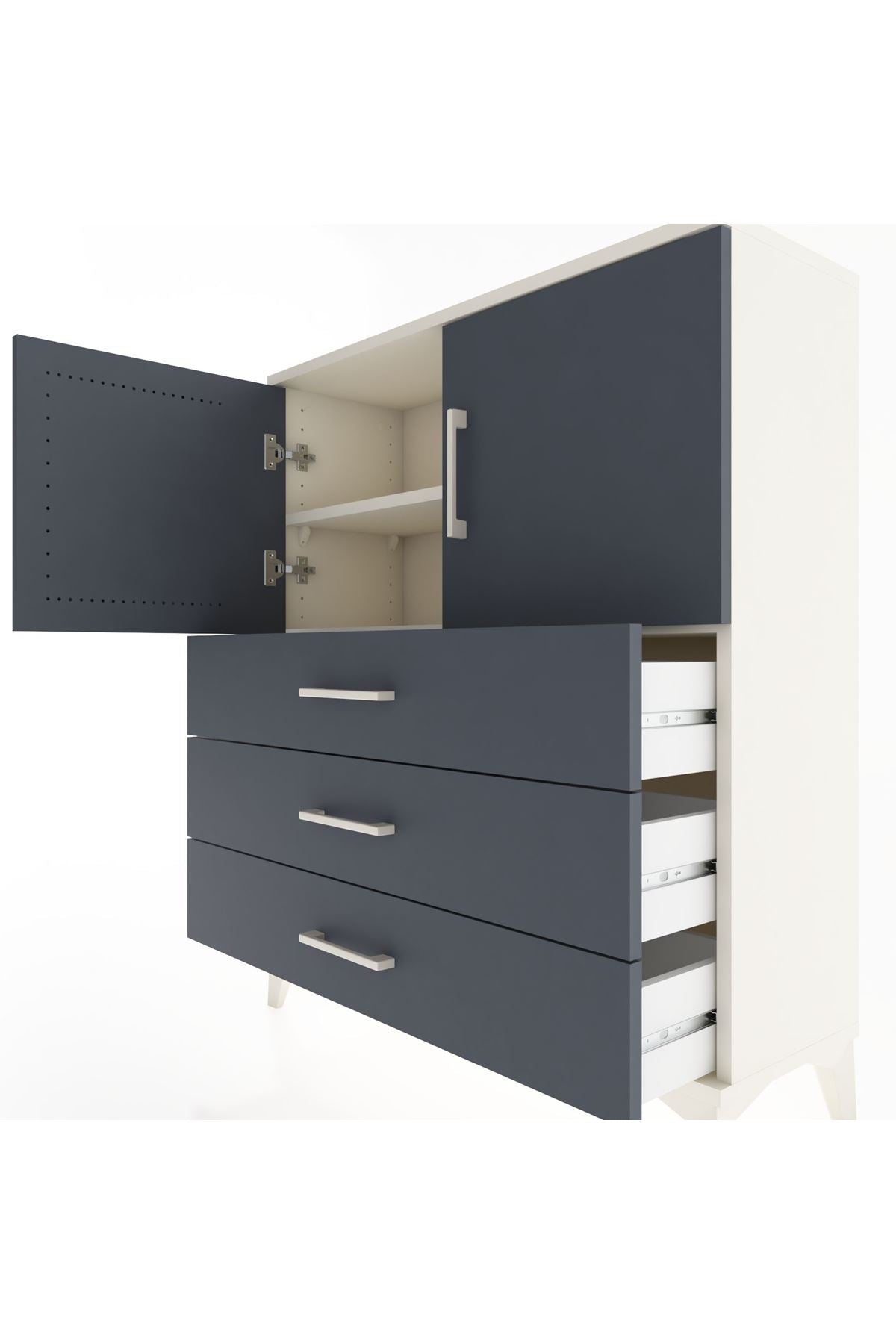 Arges Şifonyer 2 Raflı 3 Çekmeceli 2 Kapaklı 88x30x106 Aytaşı-Antrasit