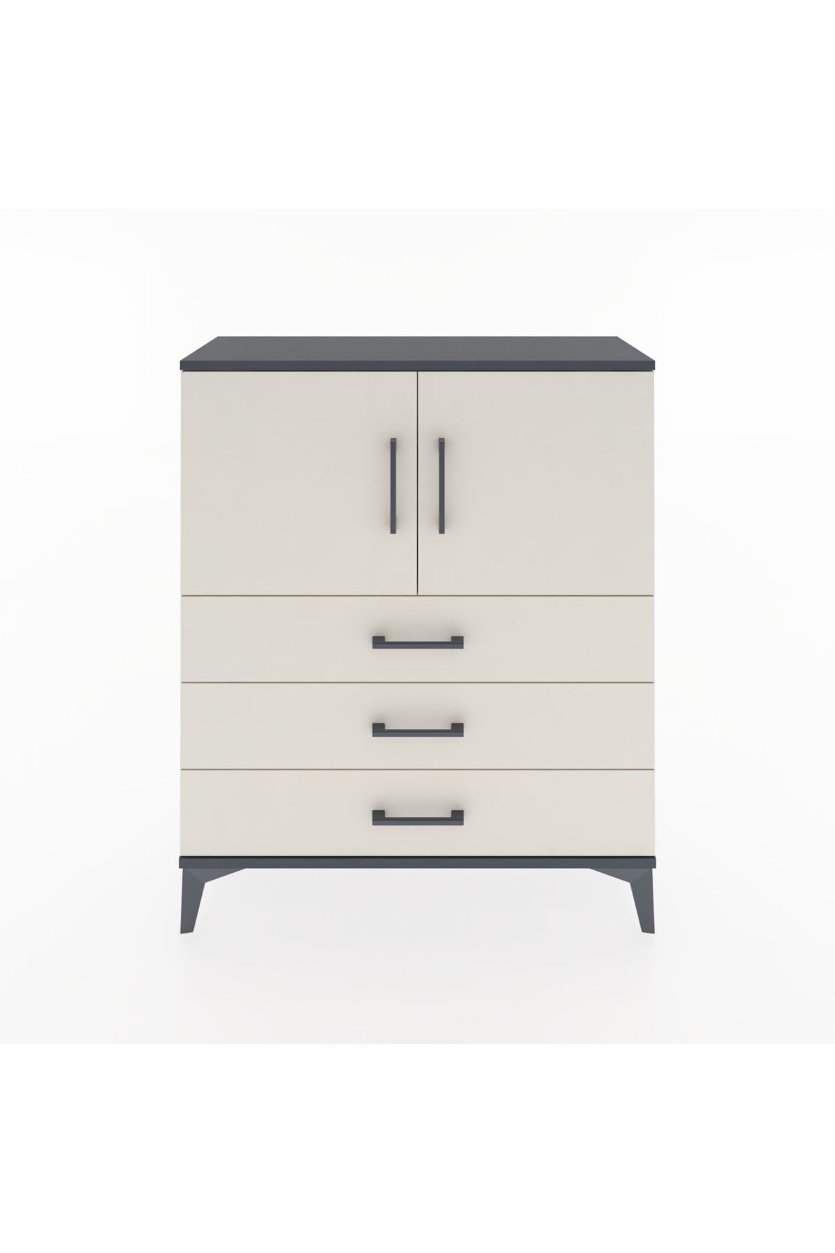 Arges Şifonyer 2 Raflı 3 Çekmeceli 2 Kapaklı 88x30x106 Antrasit-Aytaşı