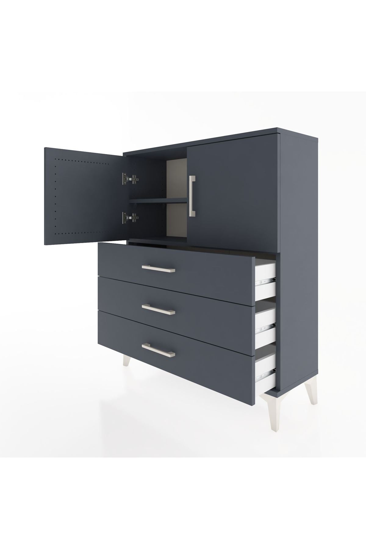 Arges Şifonyer 2 Raflı 3 Çekmeceli 2 Kapaklı 88x30x106 Antrasit-Antrasit