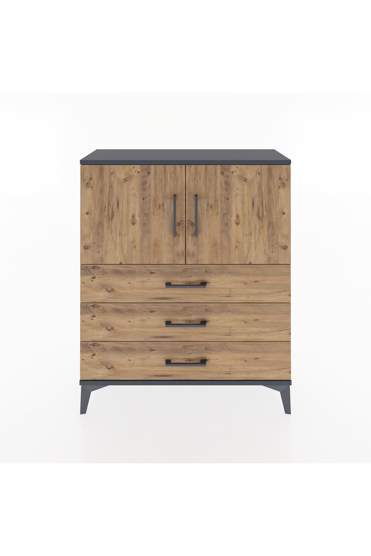 Arges Şifonyer 2 Raflı 3 Çekmeceli 2 Kapaklı 88x30x106 Antrasit-Çam