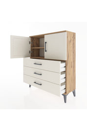 Arges Şifonyer 2 Raflı 3 Çekmeceli 2 Kapaklı 88x30x106 Çam-Aytaşı