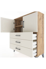 Arges Şifonyer 2 Raflı 3 Çekmeceli 2 Kapaklı 88x30x106 Çam-Aytaşı
