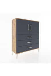 Arges Şifonyer 2 Raflı 3 Çekmeceli 2 Kapaklı 88x30x106 Çam-Antrasit