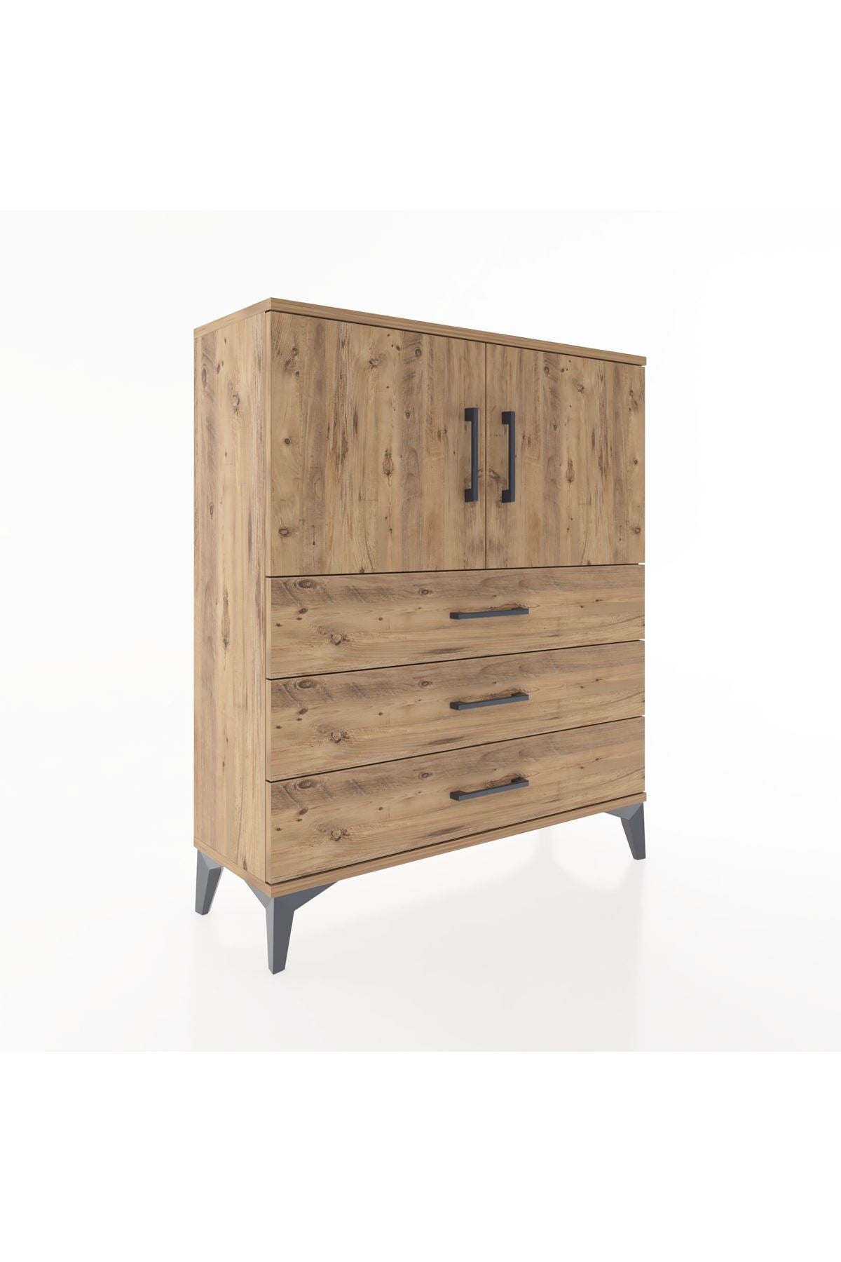 Arges Şifonyer 2 Raflı 3 Çekmeceli 2 Kapaklı 88x30x106 Çam-Çam