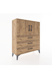 Arges Şifonyer 2 Raflı 3 Çekmeceli 2 Kapaklı 88x30x106 Çam-Çam