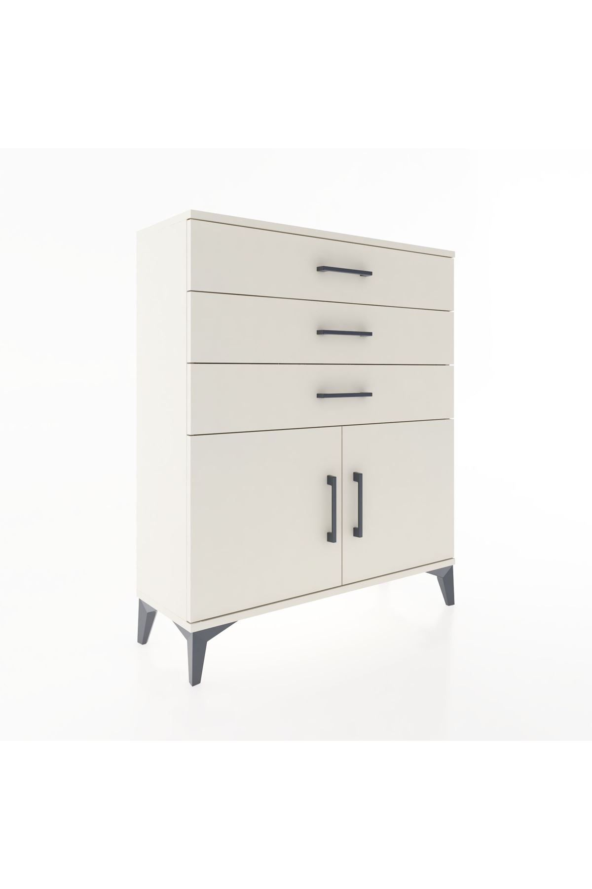 Arges Şifonyer Tek Raflı 3 Çekmeceli 2 Kapaklı 88x30x106 Aytaşı-Aytaşı