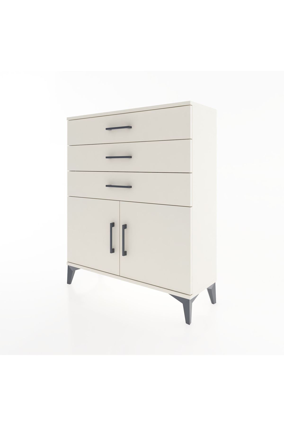 Arges Şifonyer Tek Raflı 3 Çekmeceli 2 Kapaklı 88x30x106 Aytaşı-Aytaşı