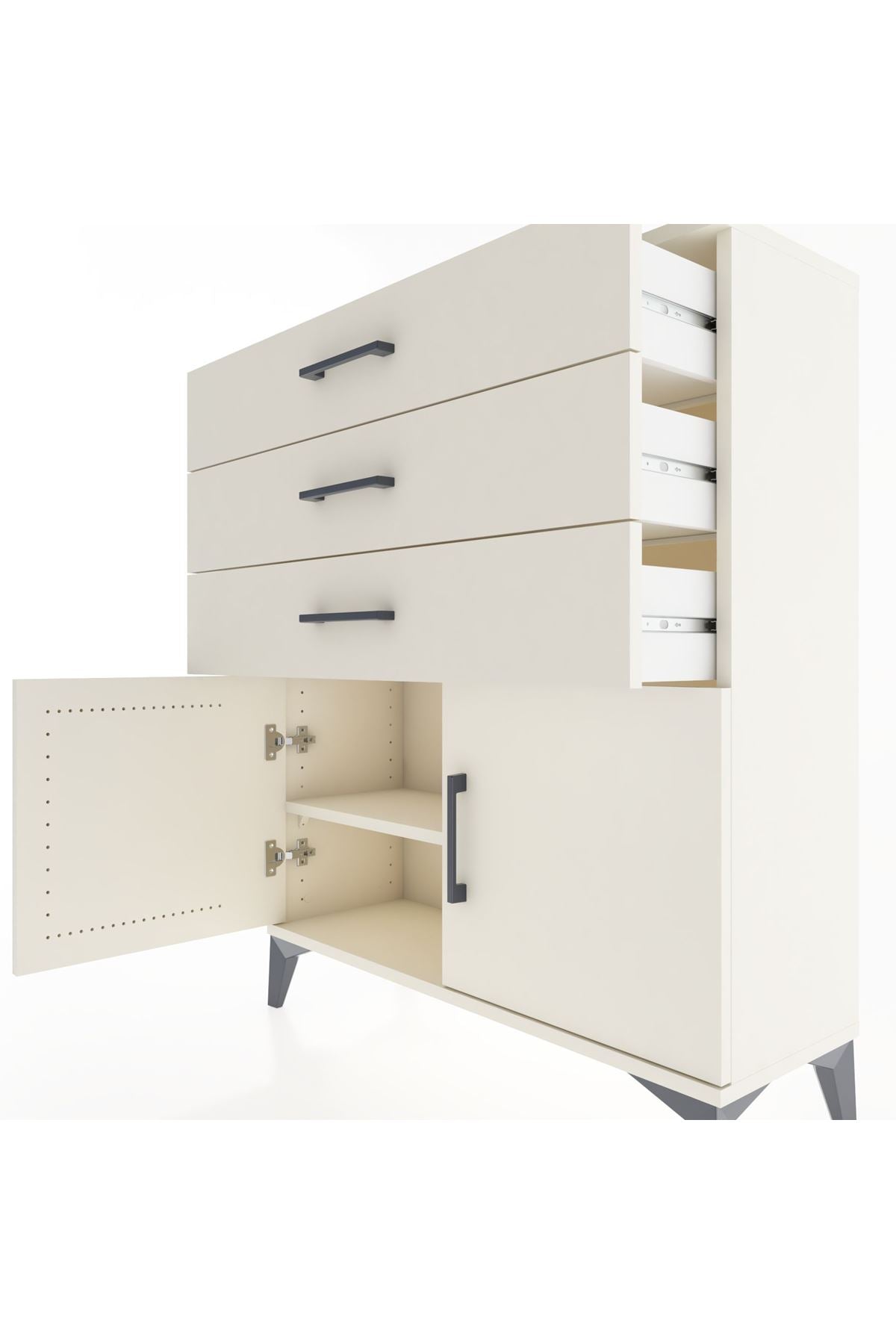 Arges Şifonyer Tek Raflı 3 Çekmeceli 2 Kapaklı 88x30x106 Aytaşı-Aytaşı