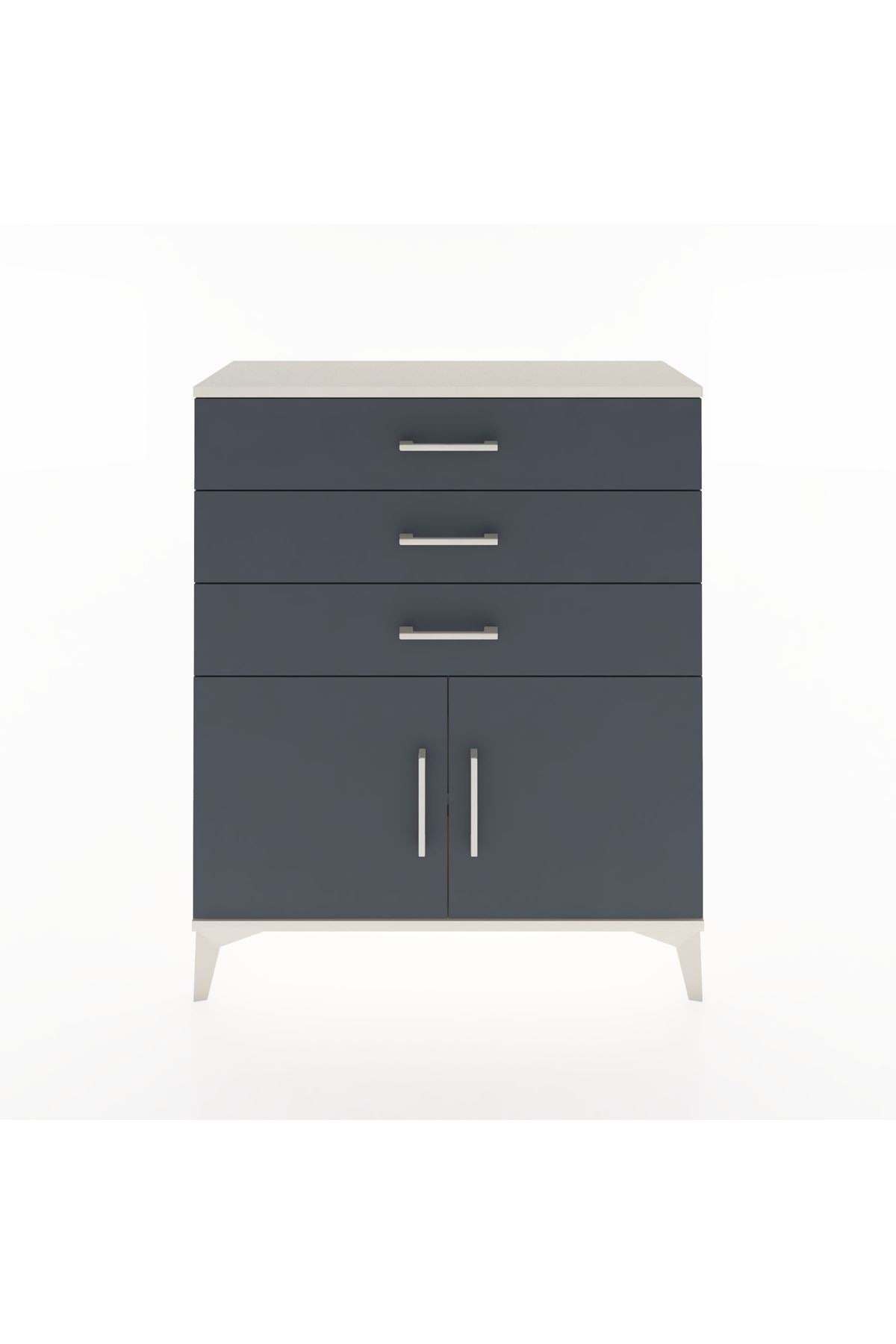 Arges Şifonyer Tek Raflı 3 Çekmeceli 2 Kapaklı 88x30x106 Aytaşı-Antrasit