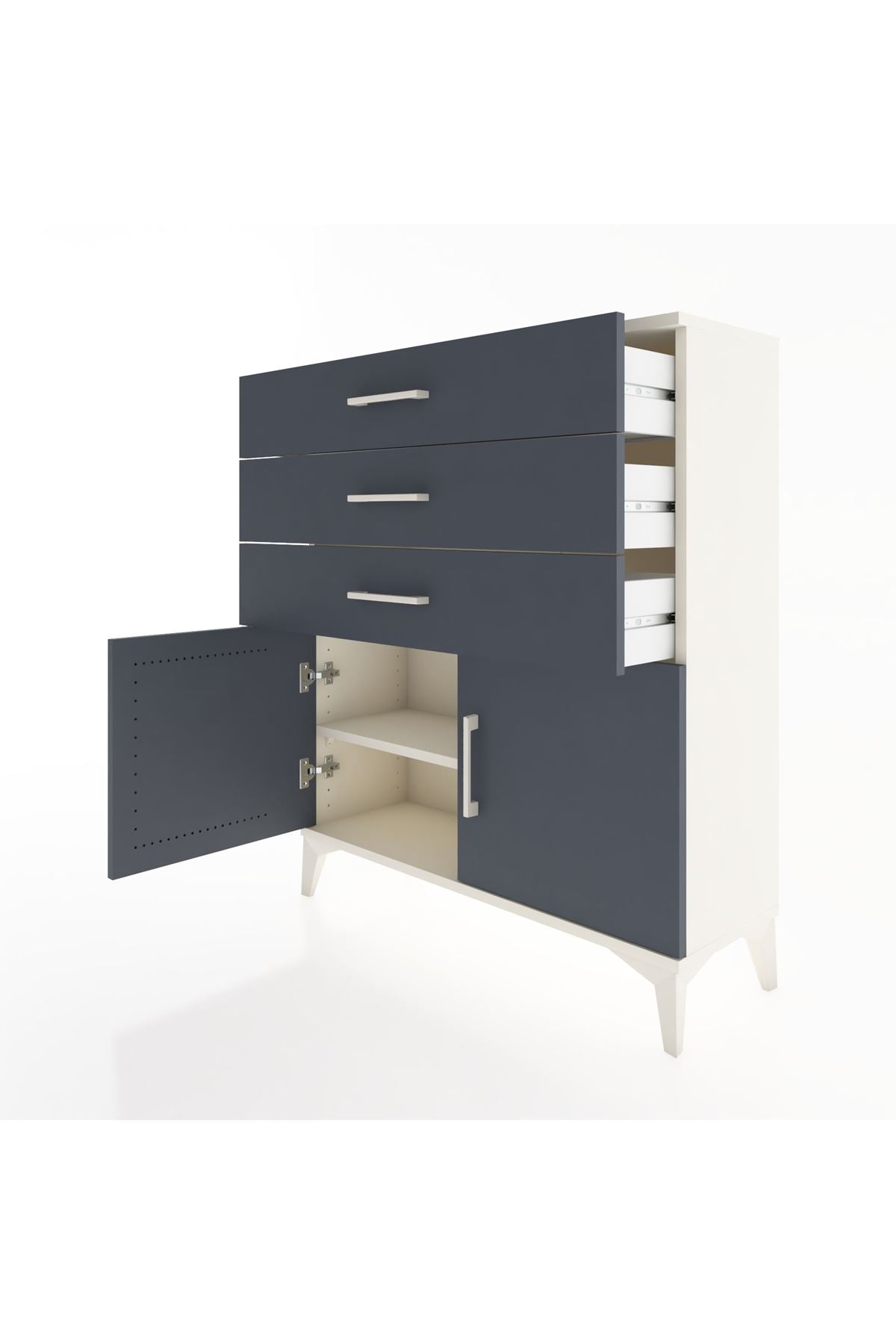 Arges Şifonyer Tek Raflı 3 Çekmeceli 2 Kapaklı 88x30x106 Aytaşı-Antrasit