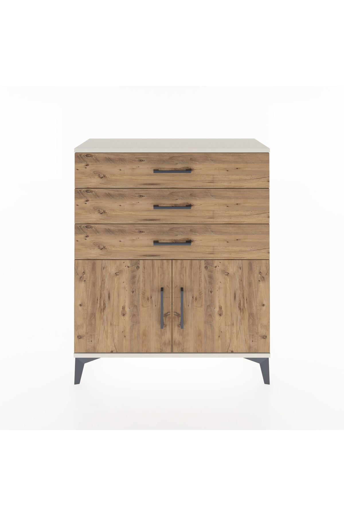 Arges Şifonyer Tek Raflı 3 Çekmeceli 2 Kapaklı 88x30x106 Aytaşı-Çam