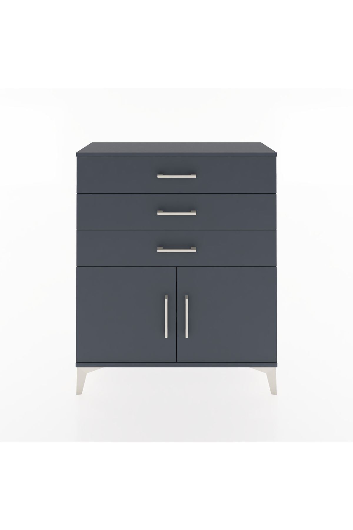 Arges Şifonyer Tek Raflı 3 Çekmeceli 2 Kapaklı 88x30x106 Antrasit-Antrasit