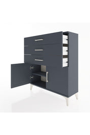 Arges Şifonyer Tek Raflı 3 Çekmeceli 2 Kapaklı 88x30x106 Antrasit-Antrasit