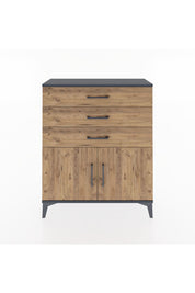 Arges Şifonyer Tek Raflı 3 Çekmeceli 2 Kapaklı 88x30x106 Antrasit-Çam