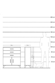 Arges Şifonyer Tek Raflı 3 Çekmeceli 2 Kapaklı 88x30x106 Antrasit-Çam