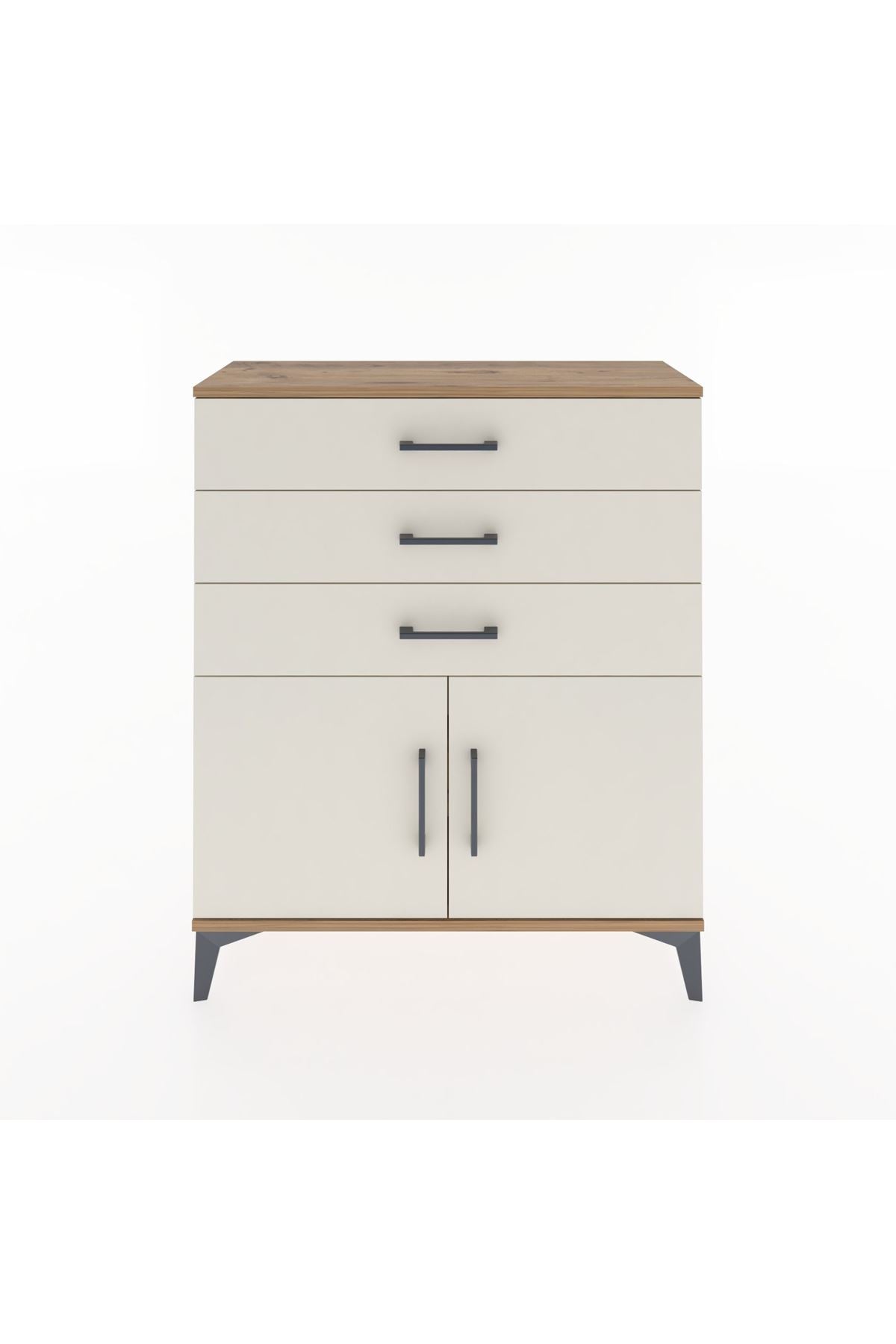 Arges Şifonyer Tek Raflı 3 Çekmeceli 2 Kapaklı 88x30x106 Çam-Aytaşı