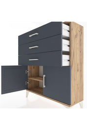 Arges Şifonyer Tek Raflı 3 Çekmeceli 2 Kapaklı 88x30x106 Çam-Antrasit
