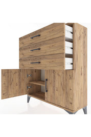 Arges Şifonyer Tek Raflı 3 Çekmeceli 2 Kapaklı 88x30x106 Çam-Çam