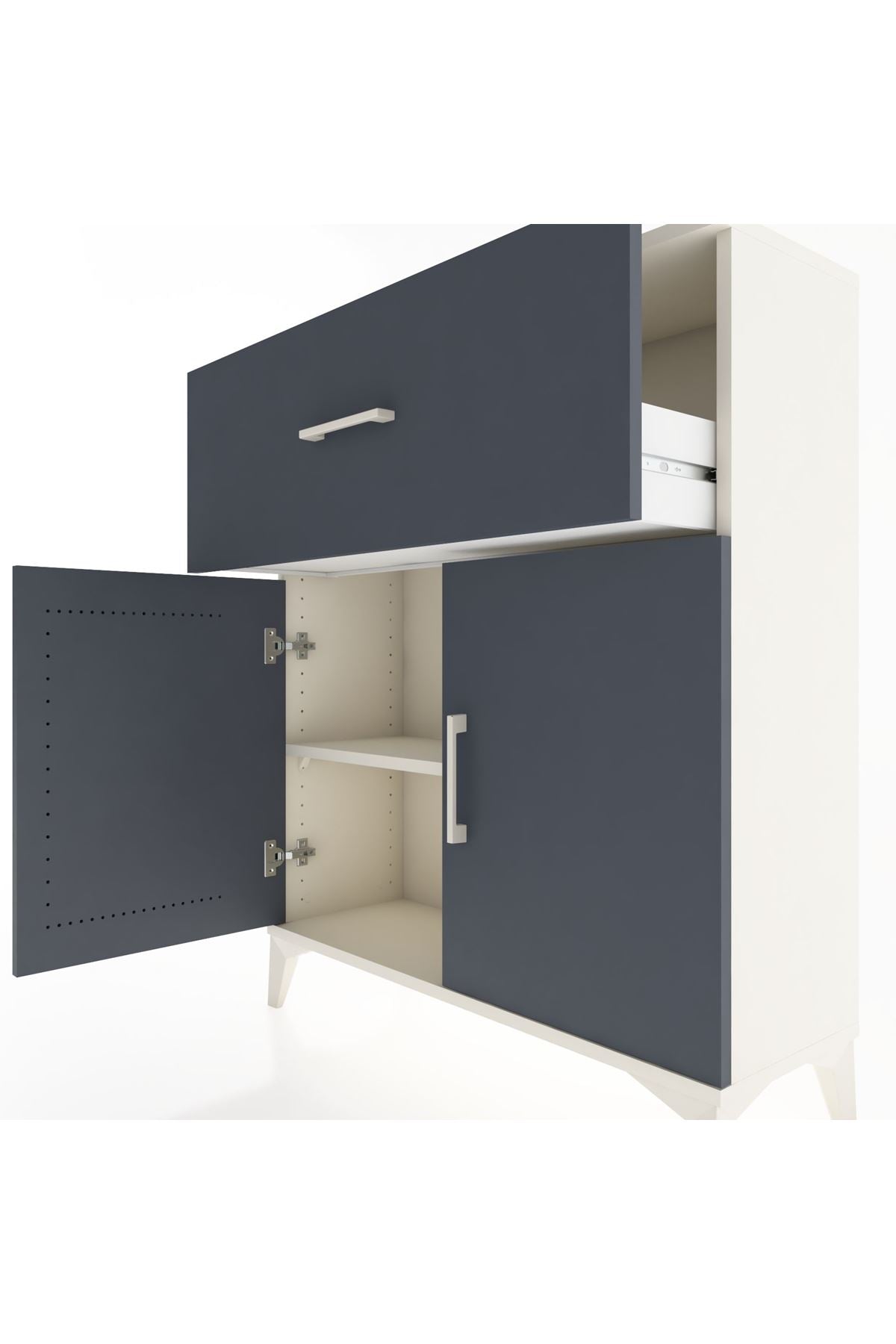 Arges Şifonyer Tek Raflı Tek Çekmeceli 2 Kapaklı 88x30x106 Aytaşı-Antrasit